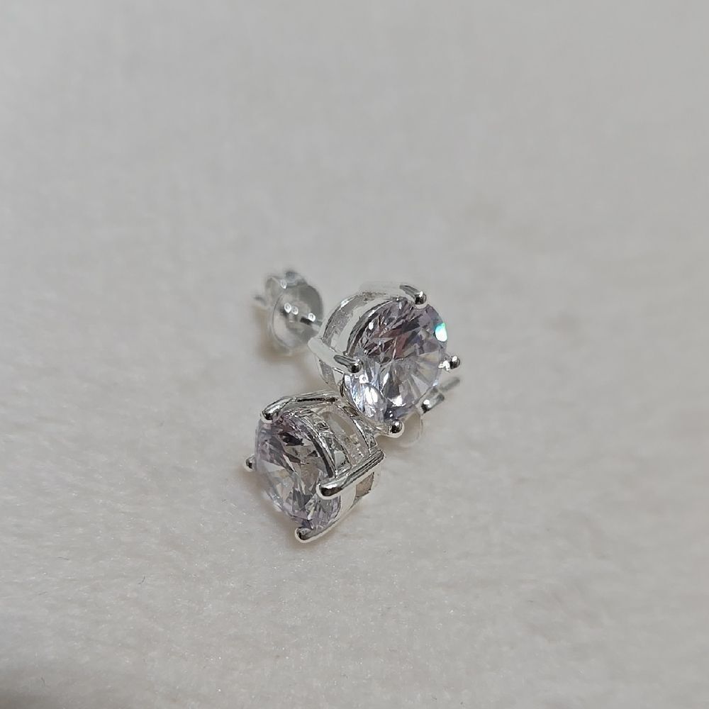 Silver Gemstone Stud Earrings - image 1
